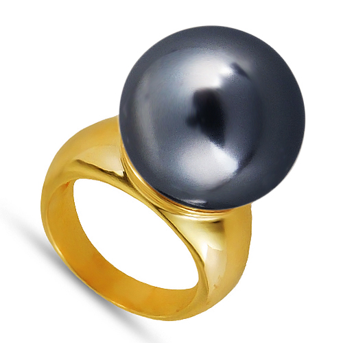 Кольцо (Майорка 16мм темно-серая; покрытие золото)