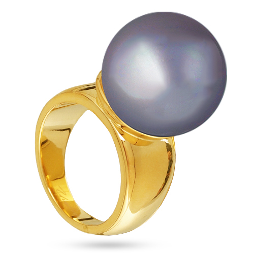 Кольцо (Майорка 16мм серо-голубая; покрытие золото)