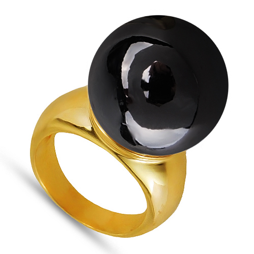 Кольцо (Майорка 16мм черный металлик; покрытие золото)