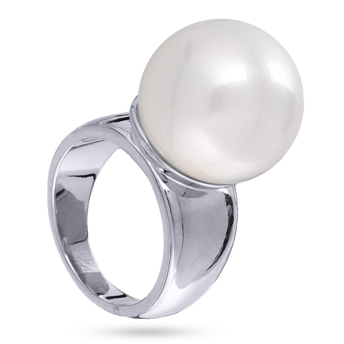 Кольцо (Майорка 16мм белая; покрытие родий)