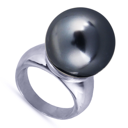 Кольцо (Майорка 16мм темно-серая; покрытие родий)