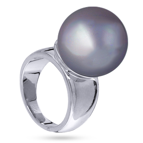 Кольцо (Майорка16мм серо-голубая; покрытие родий)