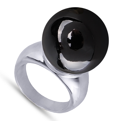 Кольцо (Майорка 16мм черный метеллик; покрытие родий)