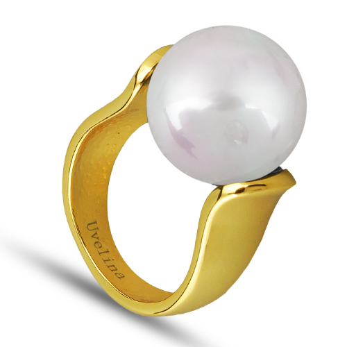 Кольцо (Майорка 16мм белая; покрытие золото)