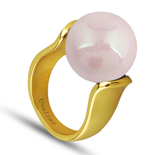 Кольцо (Майорка 16мм холодно-розовая; покрытие золото)