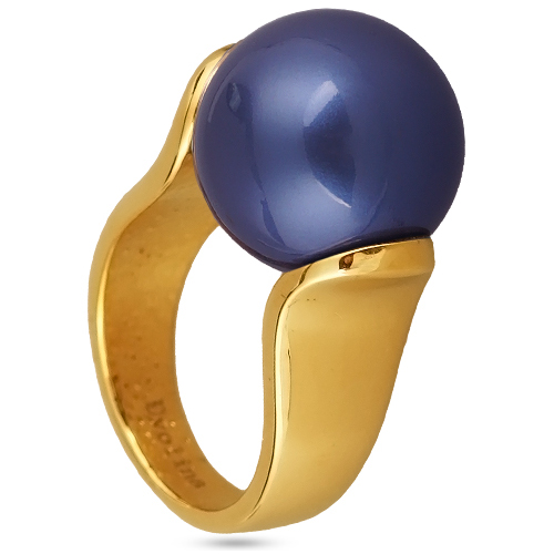 Кольцо (Майорка 16мм черничная; покрытие золото)