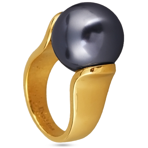 Кольцо (Майорка 16мм темно-серая; покрытие золото)