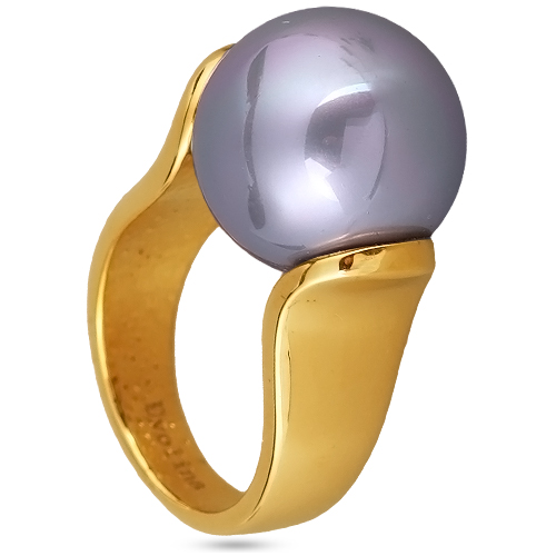 Кольцо (Майорка 16мм серо-голубая; покрытие золото)