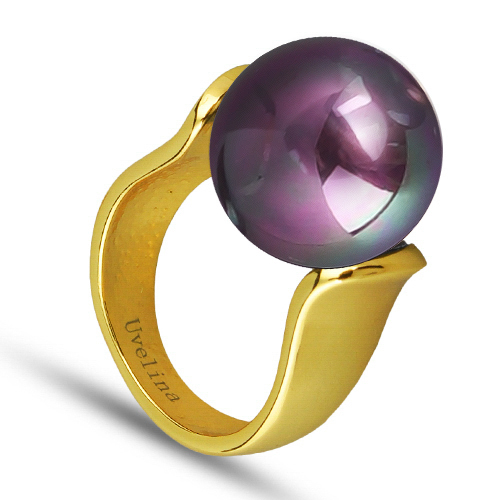 Кольцо (Майорка 16мм бургунди хамелеон; покрытие золото)