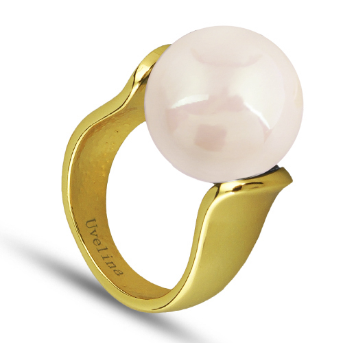 Кольцо (Майорка 16мм нежный персик; покрытие золото)