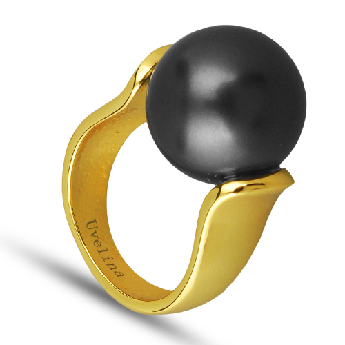 Кольцо (Майорка 16мм черная матовая; покрытие золото)