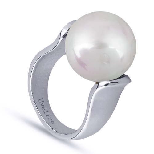 Кольцо (Майорка 16мм белая; покрытие родий)