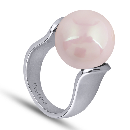 Кольцо (Майорка 16мм холодно-розовая; покрытие родий)