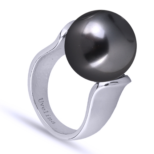 Кольцо (Майорка 16мм темно-серая; покрытие родий)