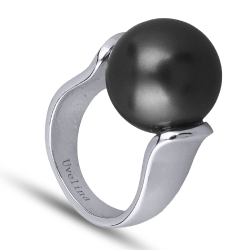 Кольцо (Майорка 16мм черная матовая; покрытие родий)