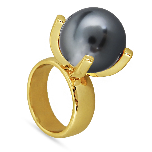 Кольцо (Майорка 16мм темно-серая; покрытие золото)