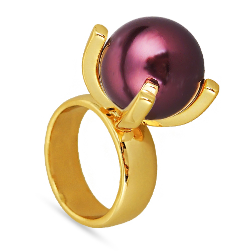 Кольцо (Майорка 16мм бургунди; покрытие золото)