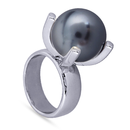 Кольцо (Майорка 16мм темно-серая; покрытие родий)