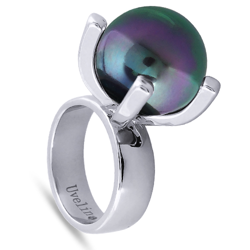 Кольцо (Майорка 16мм темно-серый хамелеон; покрытие родий)