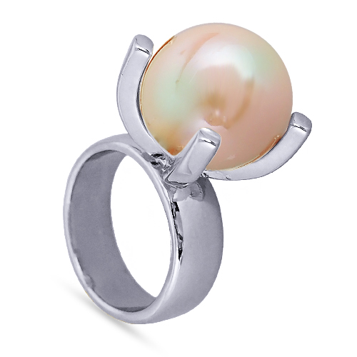 Кольцо (Майорка 16мм нежный персик; покрытие родий)