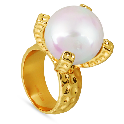 Кольцо (Майорка 18мм белая; покрытие золото)