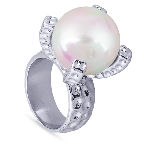 Кольцо (Майорка 18мм белая; покрытие родий)