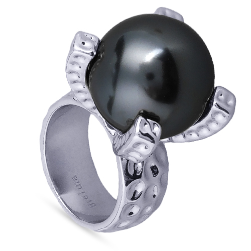 Кольцо (Майорка 18мм темно-серая; покрытие родий)