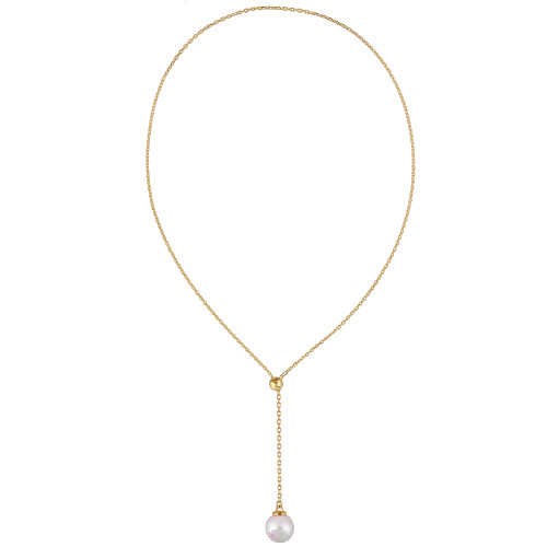 Колье (Майорка 14мм белая; покрытие золото) 72см