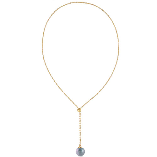 Колье (Майорка 14мм голубая; покрытие золото) 72см