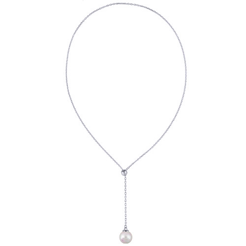 Колье (Майорка 14мм белая; покрытие родий) 72см