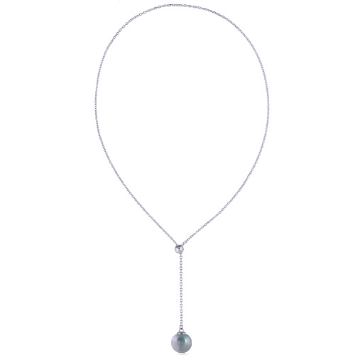 Колье (Майорка 14мм голубая; покрытие родий) 72см