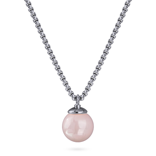 Кулон (Майорка 14мм холодно-розовая; покрытие родий) 50-57см
