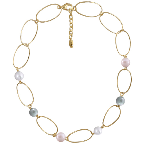 Колье Воздух (Майорка микс 12мм; покрытие золото) 60см