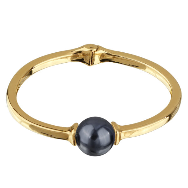 Браслет (Майорка темно-серая 16мм; покрытие золото)