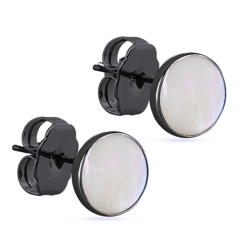 Пусеты Амфитрита (перламутр 10мм; покрытие черный родий)