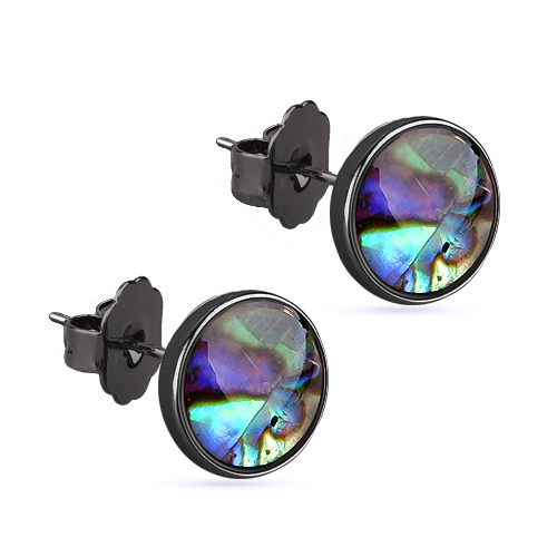 Пусеты Амфитрита (гелиотис 10мм; покрытие черный родий)