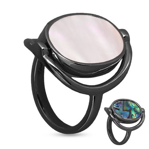 Кольцо Амфитрита (гелиотис, перламутр; покрытие черный родий)