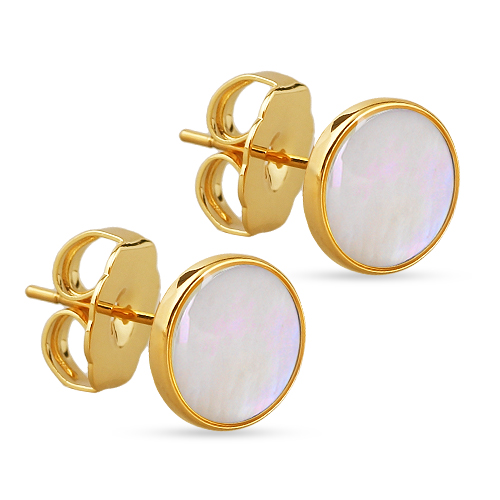 Пусеты Амфитрита (перламутр 10мм; покрытие золото)