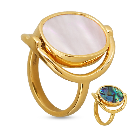 Кольцо Амфитрита (гелиотис, перламутр; покрытие золото)