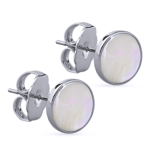 Пусеты Амфитрита (перламутр 10мм; покрытие родий)