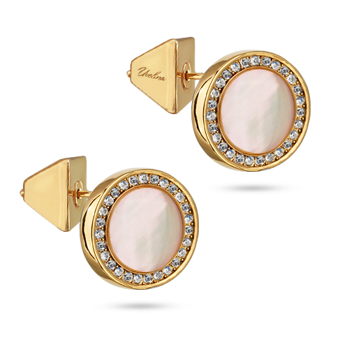 Пусеты Амфитрита (перламутр 11мм белый; покрытие золото)