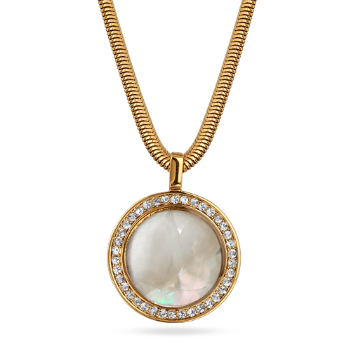 Кулон Амфитрита (перламутр 15мм белый; покрытие золото) 45-50см