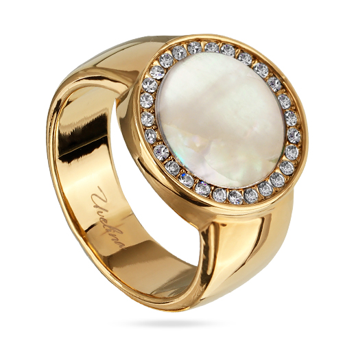 Кольцо Амфитрита (перламутр 11мм белый; покрытие золото)