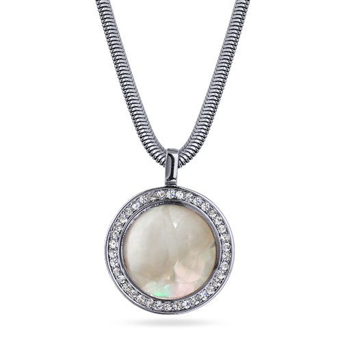 Кулон Амфитрита (перламутр 15мм белый; покрытие родий) 45-50см