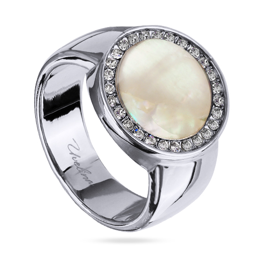 Кольцо Амфитрита (перламутр 11мм белый; покрытие родий)