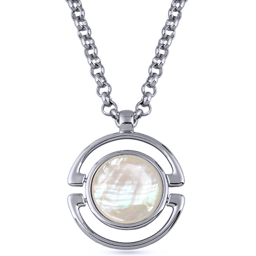 Кулон Амфитрита (перламутр 50мм; покрытие родий) 85-90см