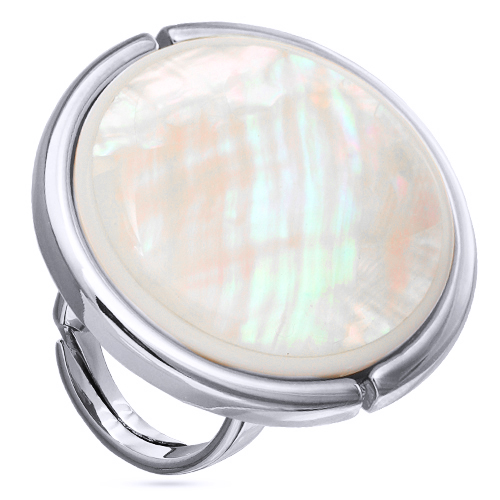 Кольцо Амфитрита (перламутр 35мм белый; покрытие родий)