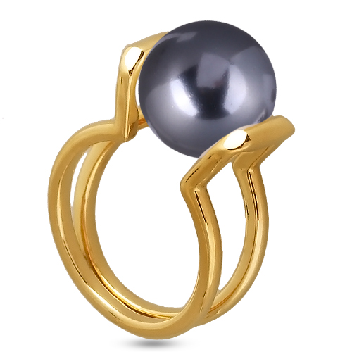 Кольцо (Майорка 12мм темно-серая; покрытие золото)