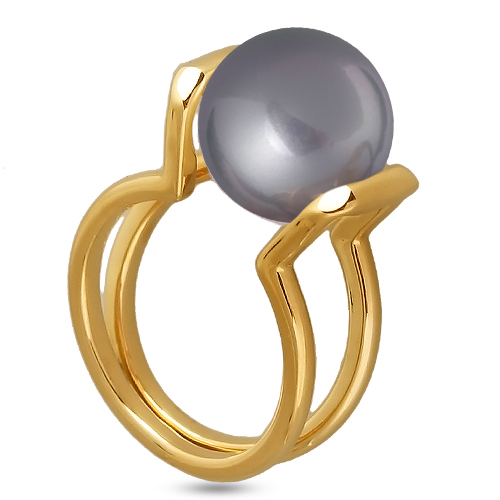 Кольцо (Майорка 12мм серо-голубая; покрытие золото)