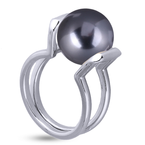 Кольцо (Майорка 12мм темно-серая; покрытие родий)